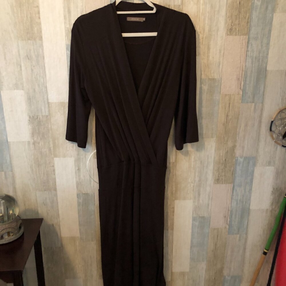 Dace Midi Dress Women's size S Brown Wrap Bodice Short Sleeve NEW